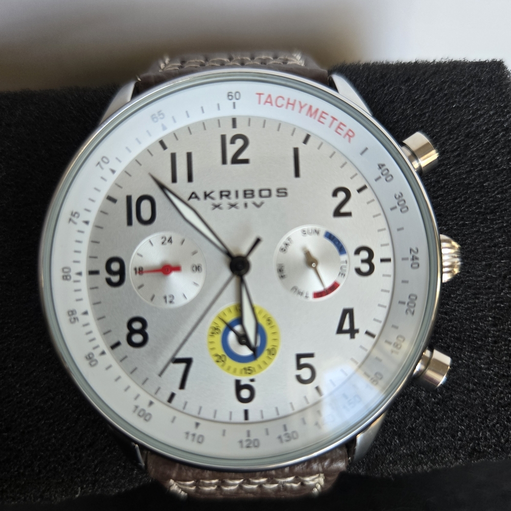 Akribos XXIV Silver Chronograph Watch